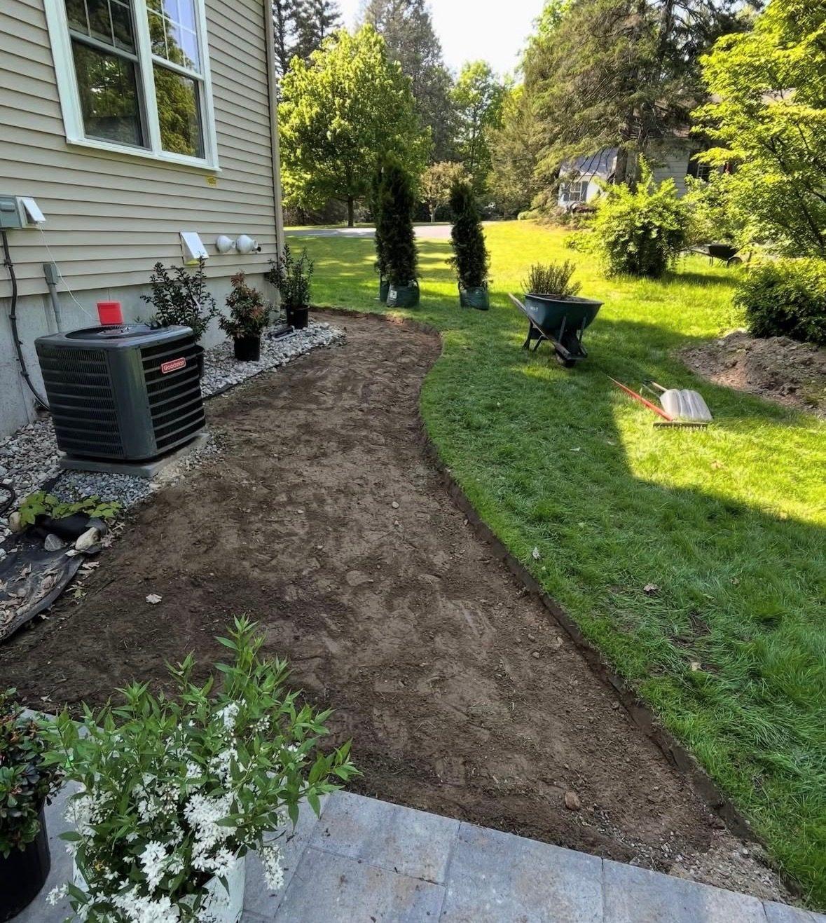 Planting bed graded and prepped before plants go in